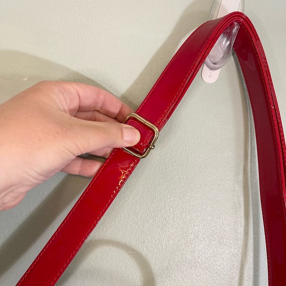 ORLI Collection Womens Crossbody Shoulder Bag Rhinestones Patent Leather Red - Picture 6 of 10